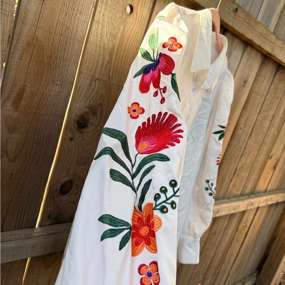 Shein White Embroidered Shirt - Picture 5 of 5